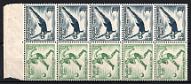 1936 Third Reich, Germany, Se-tenant, Zusammendrucke, Block (Mi. H-Bl. 106 B, CV $80, MNH)