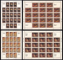 1984-85 (20 Nov) Masterpieces of the State Hermitage, French Painting, Soviet Union, USSR, Russia, Full Sheets (Zag. 5504 - 5506, 5529, CV $30, MNH)