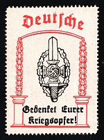 'Germans, remember your war victims!`, Propaganda Label Stamp, Third Reich Nazi Germany