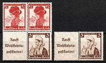 1935 Third Reich, Germany, Se-tenants, Zusammendrucke, Block of Four (Mi. S 235, W 102, S 241, Signed, CV $30)