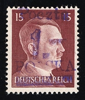 1945 1zl on 15pf Legnica Local Issue on Hitler's Head, Poland (Fischer 7, CV $80)