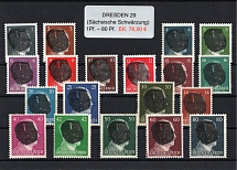 1945 DRESDEN 29 Local Issue 1pf - 80pf, Germany, Overprint on Hitler's head (MNH)