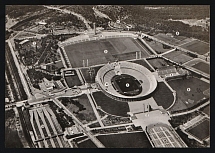 1936 'Imperial Stadium of Berlin - Total Grounds. Imperial Stadium of Berlin - Total Grounds. Stade Impérial du Berlin - Plantation Totale', Propaganda Postcard, Third Reich Nazi Germany