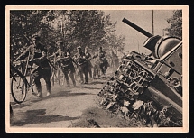 1933-1945 'Front bicycle riding groups on the move', Propaganda Postcard, Third Reich Nazi Germany