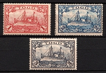 1900 Togo, German Colonies, Kaiser’s Yacht, Germany (Mi. 16 - 18, CV $30)