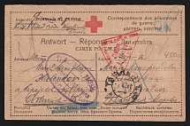 1916 Tashkent Censorship, WWI Censored POW postcard to Austria with violet letters oval handstamp 'Military Censorship Commission' and Vienna cs