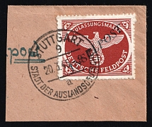 1944 Military Mail 'INSELPOST' on piece, Germany (Mi. 10 B d, Stuttgart Postmark, CV $600)