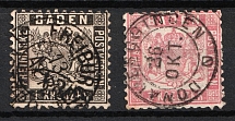 1862-67 Baden, German States, Germany (Mi. 17 - 18, Used, CV $30)