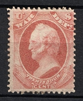 1873 24c Winfield Scott, Official Mail Stamps 'War', United States, USA (Scott O91, Rose, CV $85)