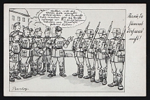 1936-1944 'The army will make a man of you' Military Caricature Propaganda Postcard, Third Reich Nazi Germany, Mint