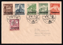 1941 (12 Jan) Luxembourg, German Occupation, Germany, First Day Cancellation Cover from Luxembourg to Furstenfeldbruck franked with Mi. 33 - 37, 41 (CV $120)