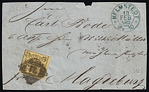 1862 (18 Feb) Brunswick, German States, Germany, Cover from Helmstedt to Marburg franked with 1sgr Mi. 11 A (CV $150)