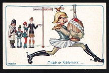 1914-18 'Made in Germany' WWI European Caricature Propaganda Postcard, Europe