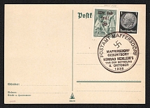 1938 (8 Oct) Sudetenland, Germany, FDC Postcard from Maffersdorf franked with 50h and 1pf (Mi. 133, 512, Signed, CV $180)