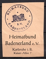 Karlsruhe, 'Heimatbund Badenerland', Political Club, Germany (Special Cancellation)