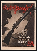 1942 'Into the SA Wehrmannschaften', Propaganda Postcard, Third Reich Nazi Germany