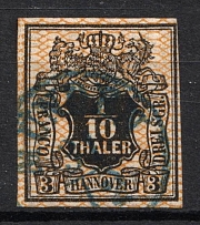 1856-57 1/10th Hannover, German States, Germany (Mi. 12, Canceled, CV $90)