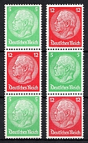 1933 Third Reich, Germany, Se-tenants, Zusammendrucke (Mi. S 107, S 109, CV $140, MNH)