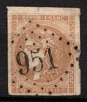 1870 10C France (Mi. 40 A, Used, CV$100)