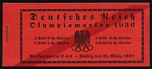 1936 Complete Booklet with stamps of Third Reich, Germany, Excellent Condition (Mi. MH 42.2, CV $1,300)