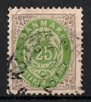 1875 25øre Denmark (Mi. 29 Ya, Type l, Used, CV$60)