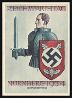 1934 'Reich Party Congress Nuremberg 1934 5-10 September', Propaganda Postcard, Third Reich Nazi Germany