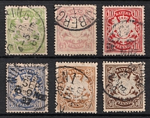 1888-1900 Bavaria, German States, Germany (Mi. 54 - 59, Canceled, Full Set, CV $60)