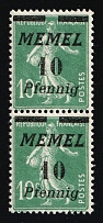 1922 10pf on 10c Memel, Germany, Pair (Mi. 54, 54 I, MNH)