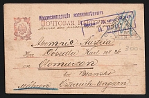 1914-17 Petrograd Censorship, WWI Censored POW postcard from Petrograd to Austria with blue boxed censor handstamp 'Opened by censor 949' and Vienna cs