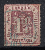 1864 1 1/4s Hamburg, German States, Germany (Mi. 20, Used, CV $60)