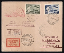 1931 Russia USSR Zeppelin Post LZ 127 Arctic Polar Flight registered cover sent from Icebreaker 