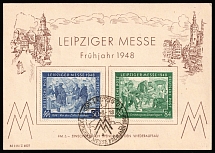 1948 (2 Mar) 'Leipzig Trade Fair in Spring 1948', Allied Zone of Occupation, Germany, FDC Souvenir Card franked with full set of Mi. 967 - 968 (CV $40)