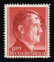 1945 BAD GOTTLEUBA Local Issue 3RM, Germany, Overprint on Hitler's head (PROOF of Mi. I, Red Overprint, Signed, MNH)