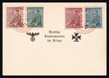 1942 (20 Apr) Bohemia and Moravia, Germany, First Day Cancellation Souvenir Card from Prague franked with 30+20h, 60+40h, 1.20k+80h, 2.50+1.50k (Full Set, Commemorative Cancellation)