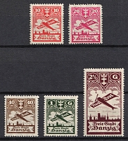 1924 Danzig Gdansk, Germany, Airmail (Mi. 202 - 206, Full Set, CV $70)