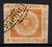 1859 80C Uruguay (Mi. 9 B, Used, CV$100)