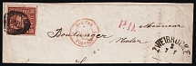 1850 Bavaria, German States, Germany, Part of Cover from Bavaria, Zweibrucken franked with 6fr (Mi. 4 II 2)