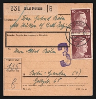 1944 (1 Aug) Third Reich, Germany, Delivery Note from Bad Polzin (Polczyn-Zdroj) to Berlin