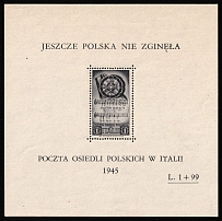 1946 Barletta - Trani, Polish II Corps in Italy, Poland, DP Camp, Displaced Persons Camp, Souvenir Sheet (Wilhelm Bl. 2, CV $170)