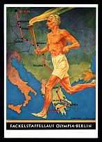 1936 'Fakel relay race Olympia-Berlin', Propaganda Postcard, Third Reich Nazi Germany