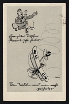 1936-1944 'Once you get drunk, you can't get out of a corkscrew' Military Caricature Propaganda Postcard, Third Reich Nazi Germany