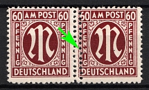 1945-46 60pf British and American Zones of Occupation, Germany, Pair (Mi. 33 var, DOUBLE Perforation, MNH)