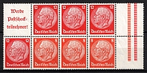 1939 Third Reich, Germany, Se-tenant, Zusammendrucke, Block (Mi. H-Bl. 97, CV $30, MNH)