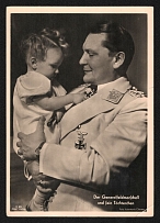 1933-1945 'The Field Marshal and his little daughter', Propaganda Postcard, Third Reich Nazi Germany