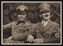 1941 ''Men of the Time' No. 126 The Führer and Duce.', Propaganda Postcard, Third Reich Nazi Germany