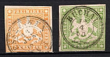 1859 Wurttemberg, German States, Germany (Mi. 12 - 13, Canceled, CV $200)