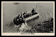 1933-1945 'River crossing exercise', Propaganda Postcard, Third Reich Nazi Germany