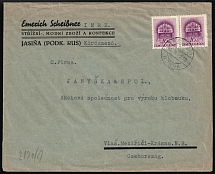 1940 (2 Oct) Hungary, Censored Cover from Yasinia (now Ukraine) to Czechoslovakia franked with pair 16f