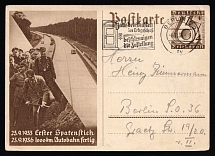 1936 '1000 km of highway completed', Propaganda Postal stationery, Third Reich Nazi Germany