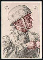 1941 'W. Willrich Major General Meindl. as a leader of paratroops especially deserved in the battles near Narvik and around Crete', Propaganda Postcard, Third Reich Nazi Germany